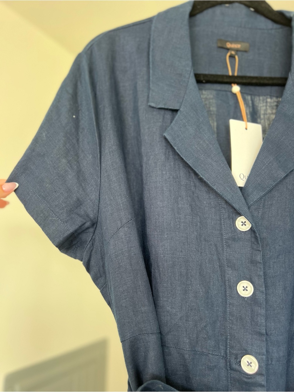 Quince 100% European Linen Button Front Dress Deep Navy Sz XL NEW WITH TAGS - Picture 6 of 13